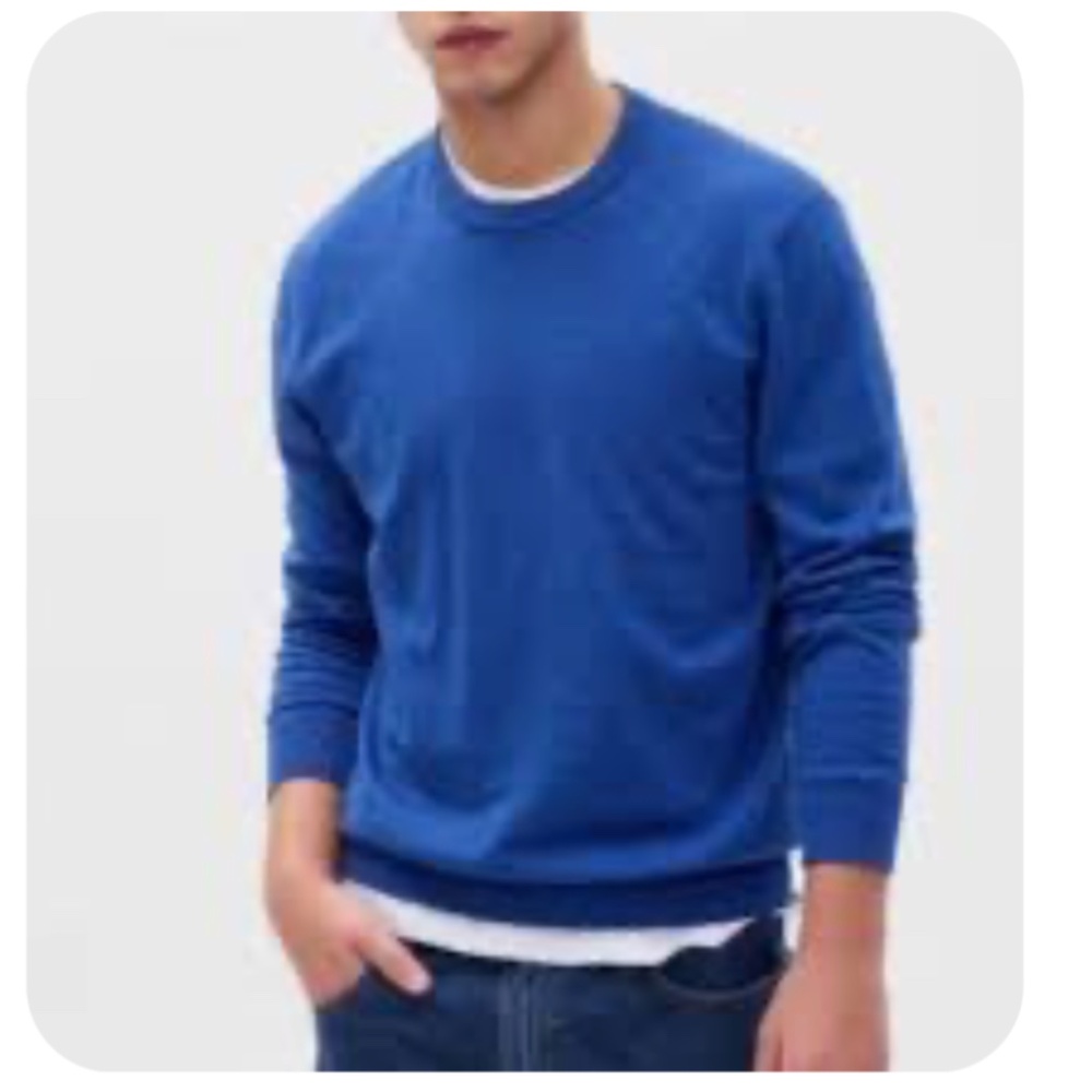 Banana Republic Extra Fine 100% Merino Wool‎  Sweater Mens L Royal-Blue